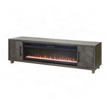 Wooden Fireplace TV Stand with Electric Entertainment Console, Gray, 96 Inch