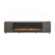 Wooden Fireplace TV Stand with Electric Entertainment Console, Gray, 96 Inch