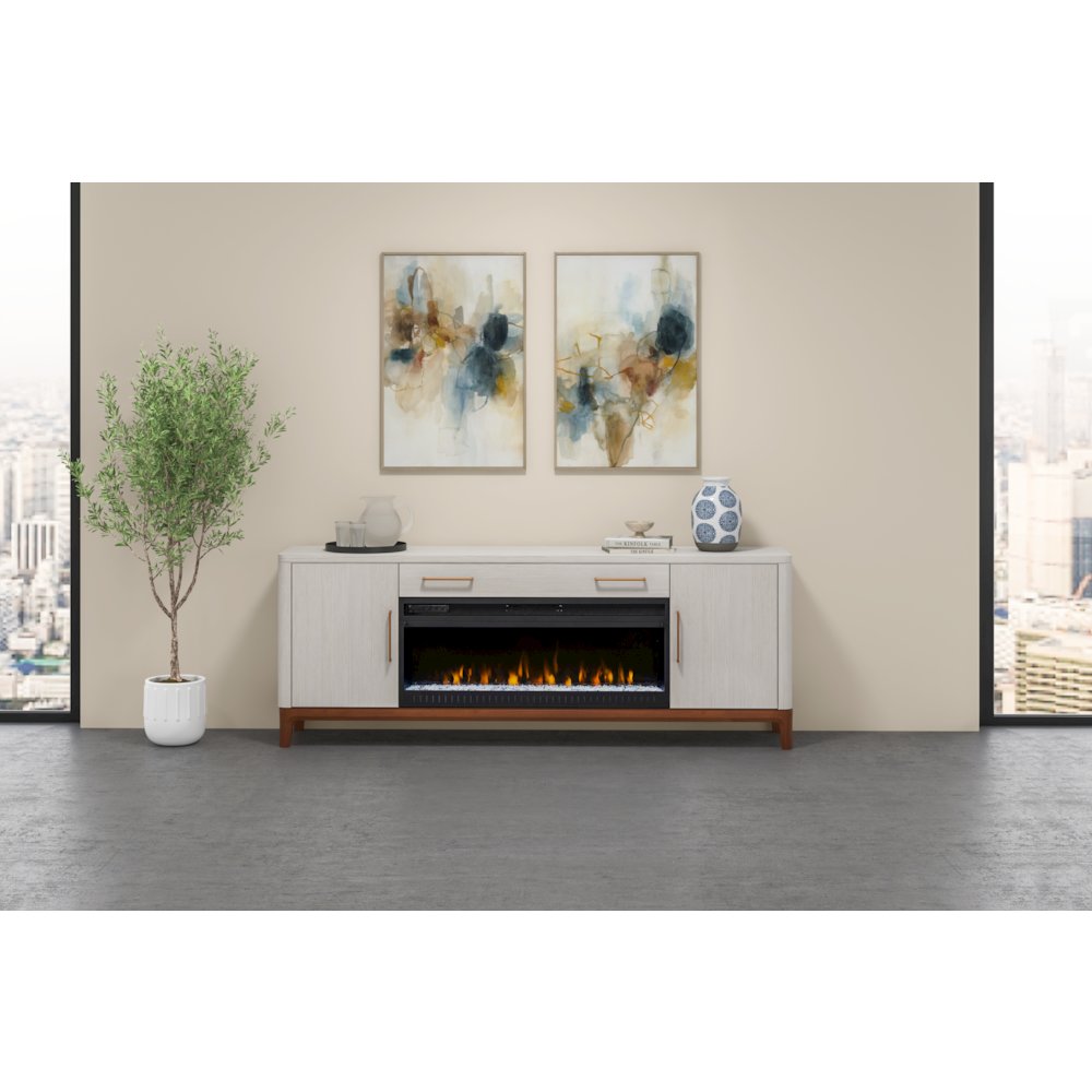 80" Wood Laminate Fireplace Console, Entertainment Storage, TV Stand