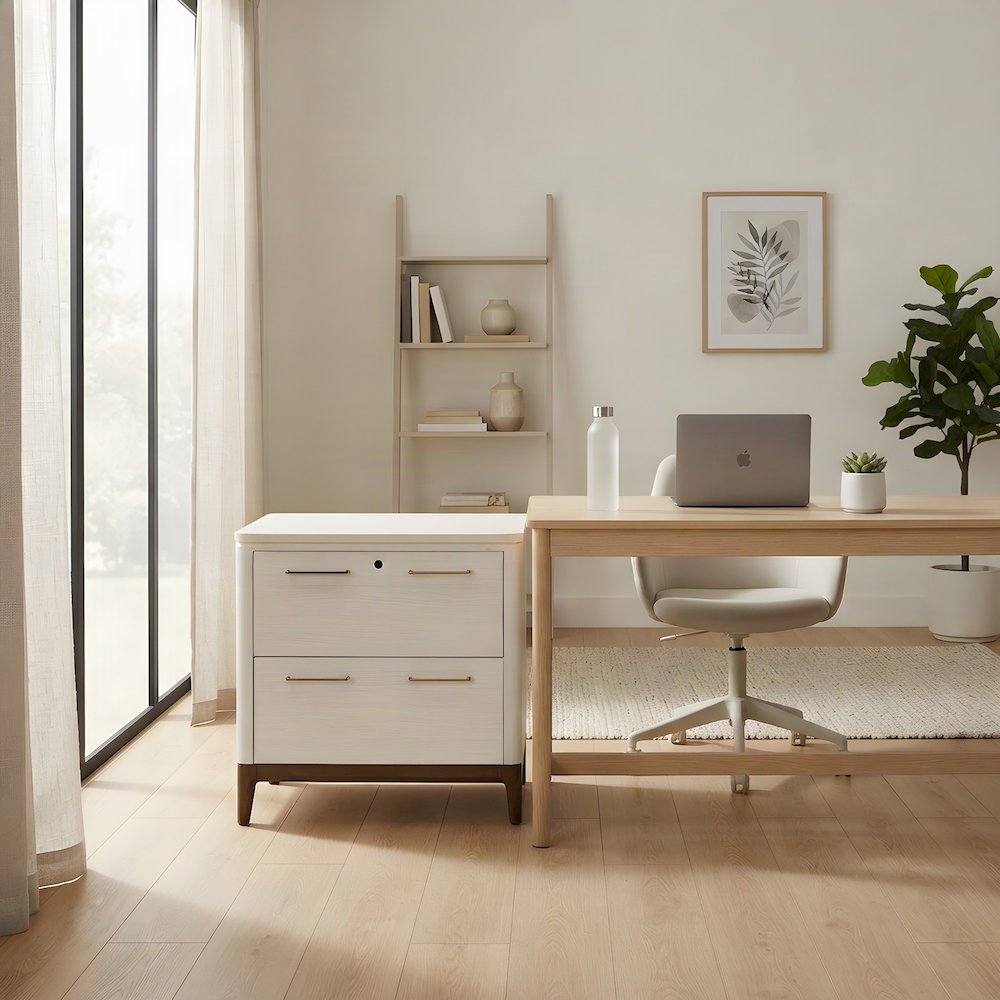 Wood Laminate Lateral File Cabinet with Office Storage Drawers, White