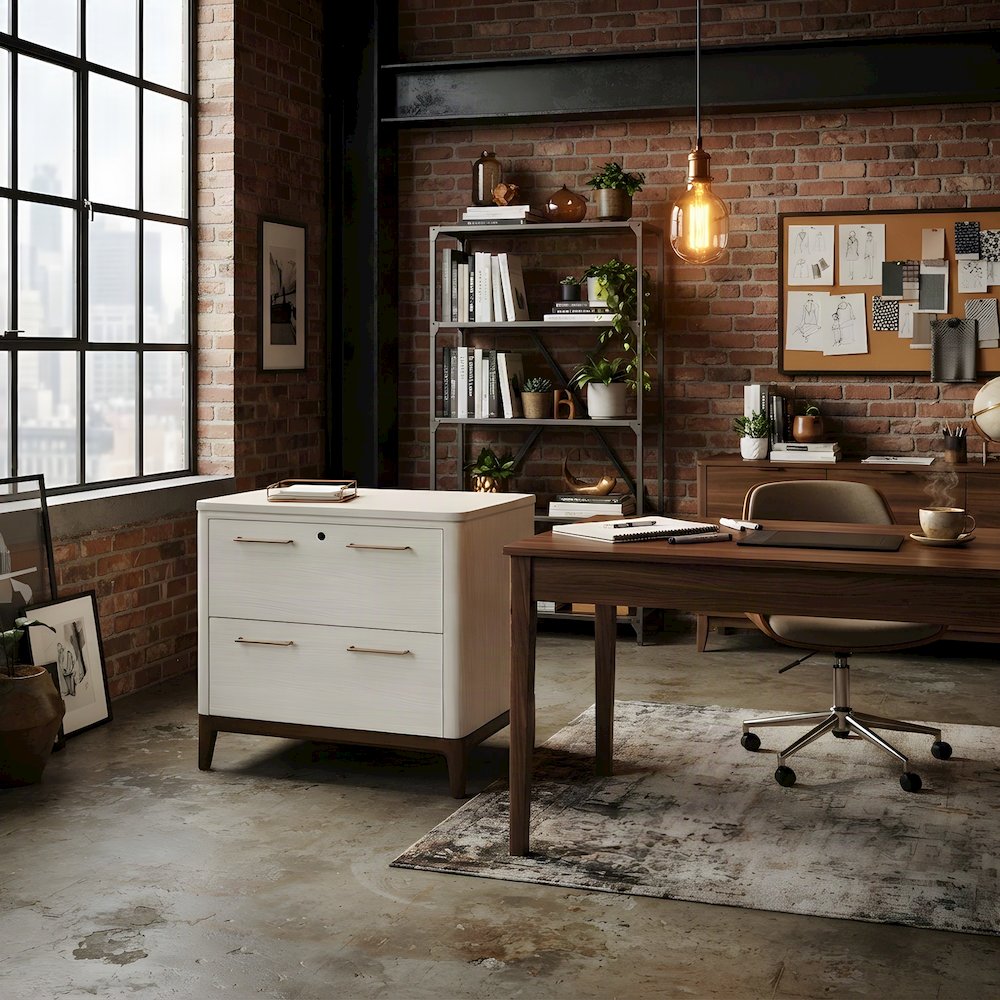 Wood Laminate Lateral File Cabinet with Office Storage Drawers, White