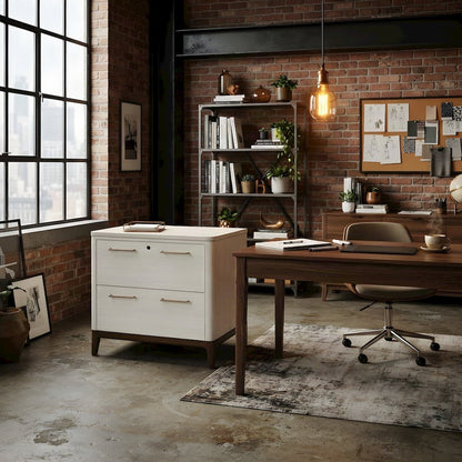 Wood Laminate Lateral File Cabinet with Office Storage Drawers, White