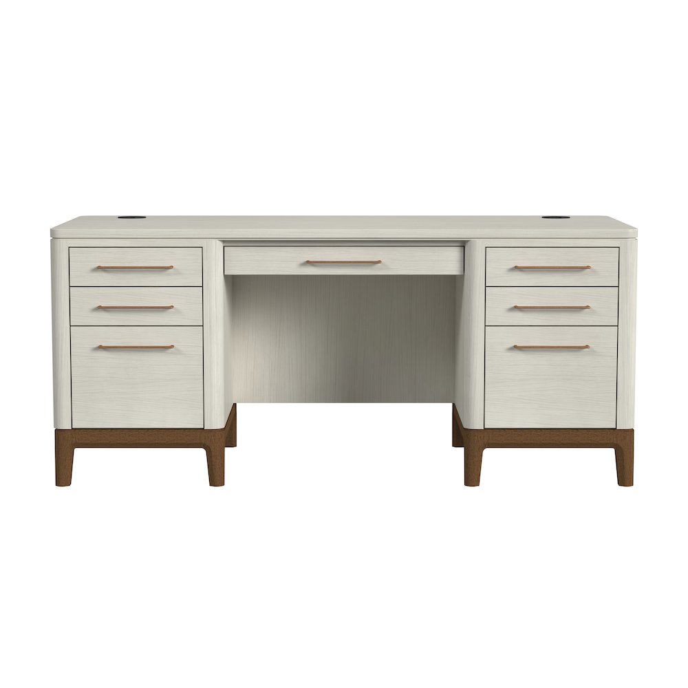 Contemporary Laminate Wood Double Pedestal Executive Desk, Writing Table