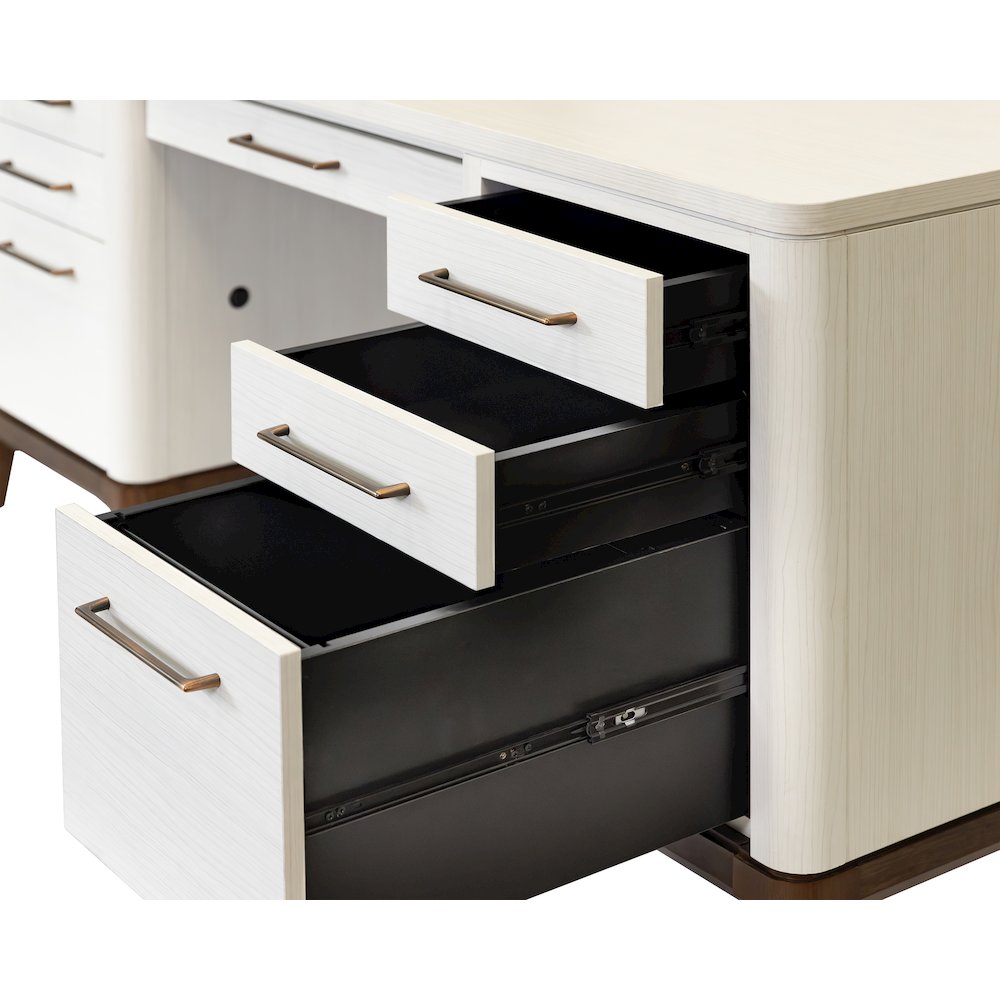 Contemporary Laminate Wood Double Pedestal Executive Desk, Writing Table