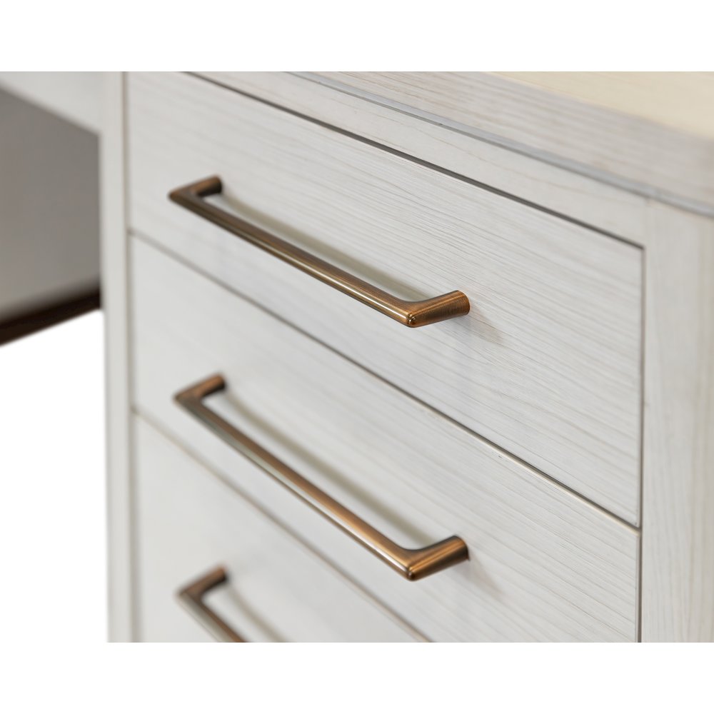 Contemporary Laminate Wood Double Pedestal Executive Desk, Writing Table