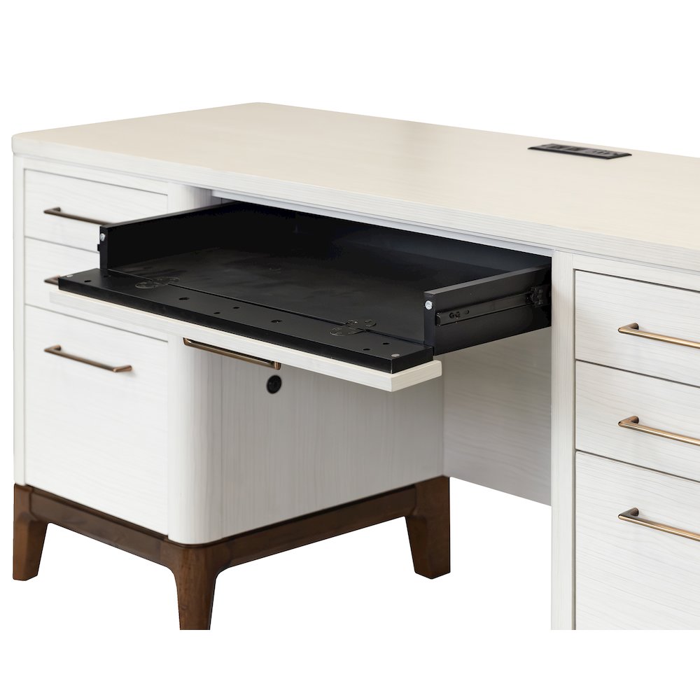 Contemporary Laminate Wood Double Pedestal Executive Desk, Writing Table