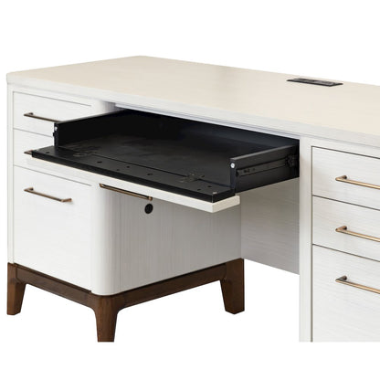 Contemporary Laminate Wood Double Pedestal Executive Desk, Writing Table