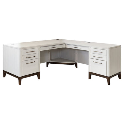 Contemporary Laminate Wood L-Desk & Return, Office Writing Table & Return