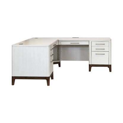 Contemporary Laminate Wood L-Desk & Return, Office Writing Table & Return