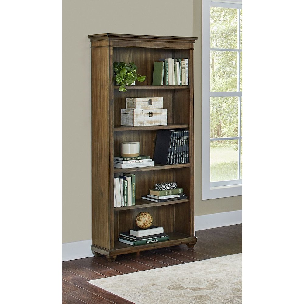 Porter Wood Open Bookcase, Fully Assembled, Brown