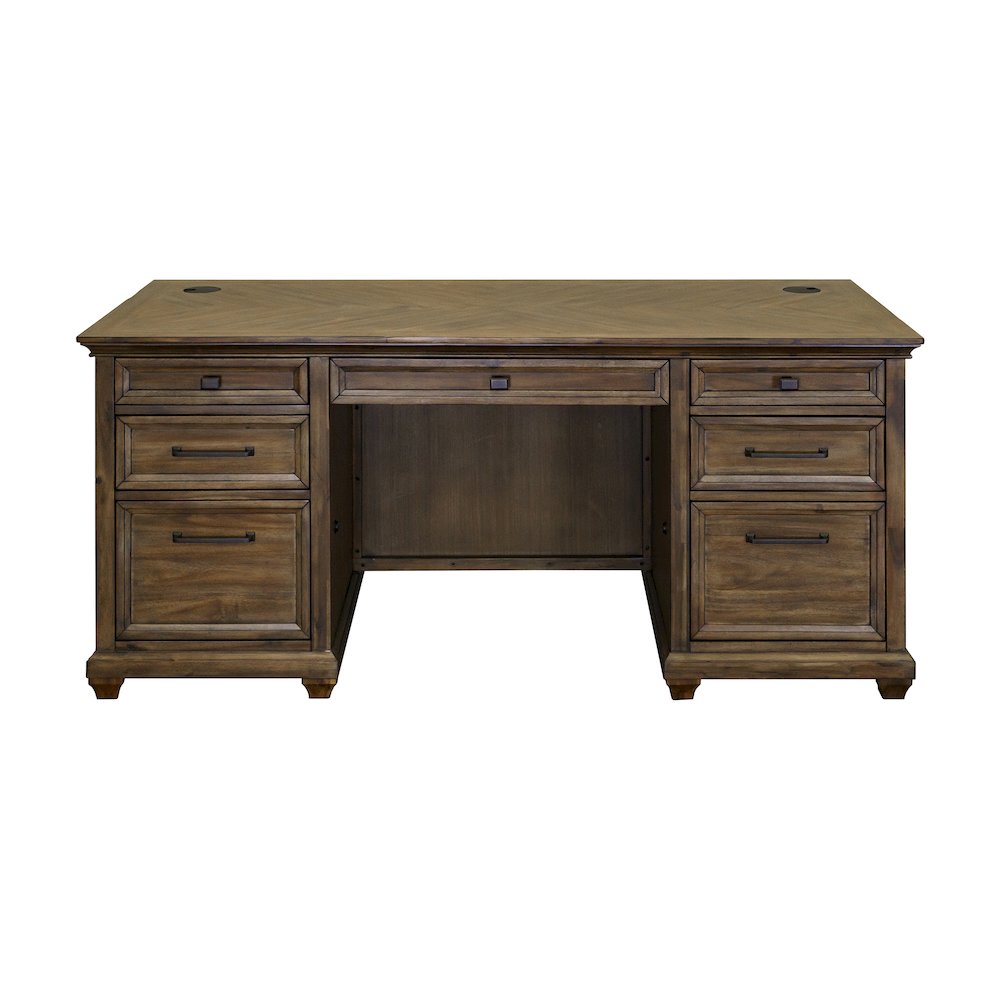 Porter Wood Double Pedestal Executive Desk, Fully Assembled