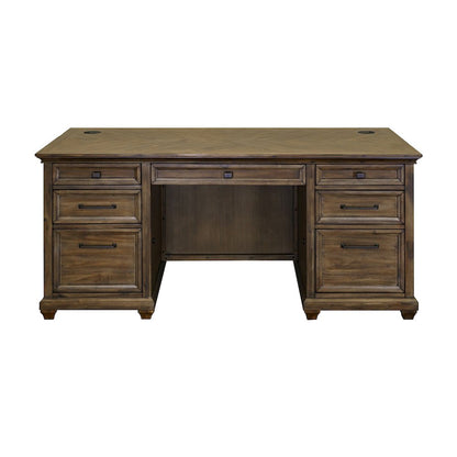Porter Wood Double Pedestal Executive Desk, Fully Assembled