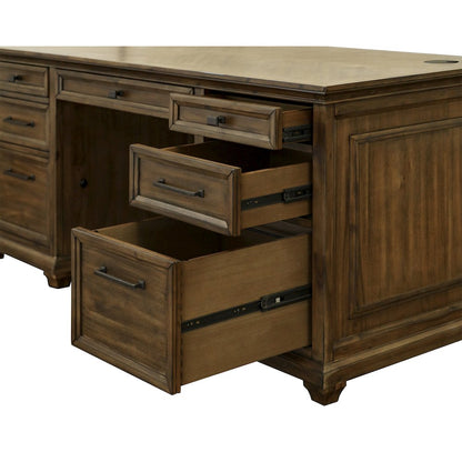 Porter Wood Double Pedestal Executive Desk, Fully Assembled