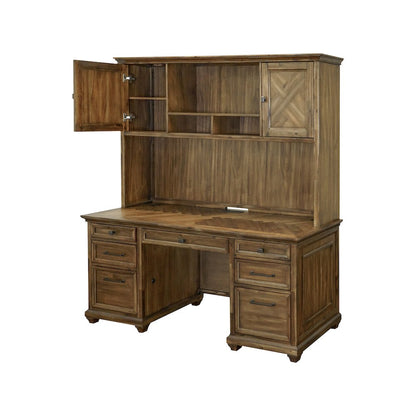Porter Wood Hutch With Doors, Fully Assembled, Brown