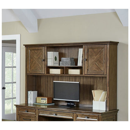 Porter Wood Hutch With Doors, Fully Assembled, Brown