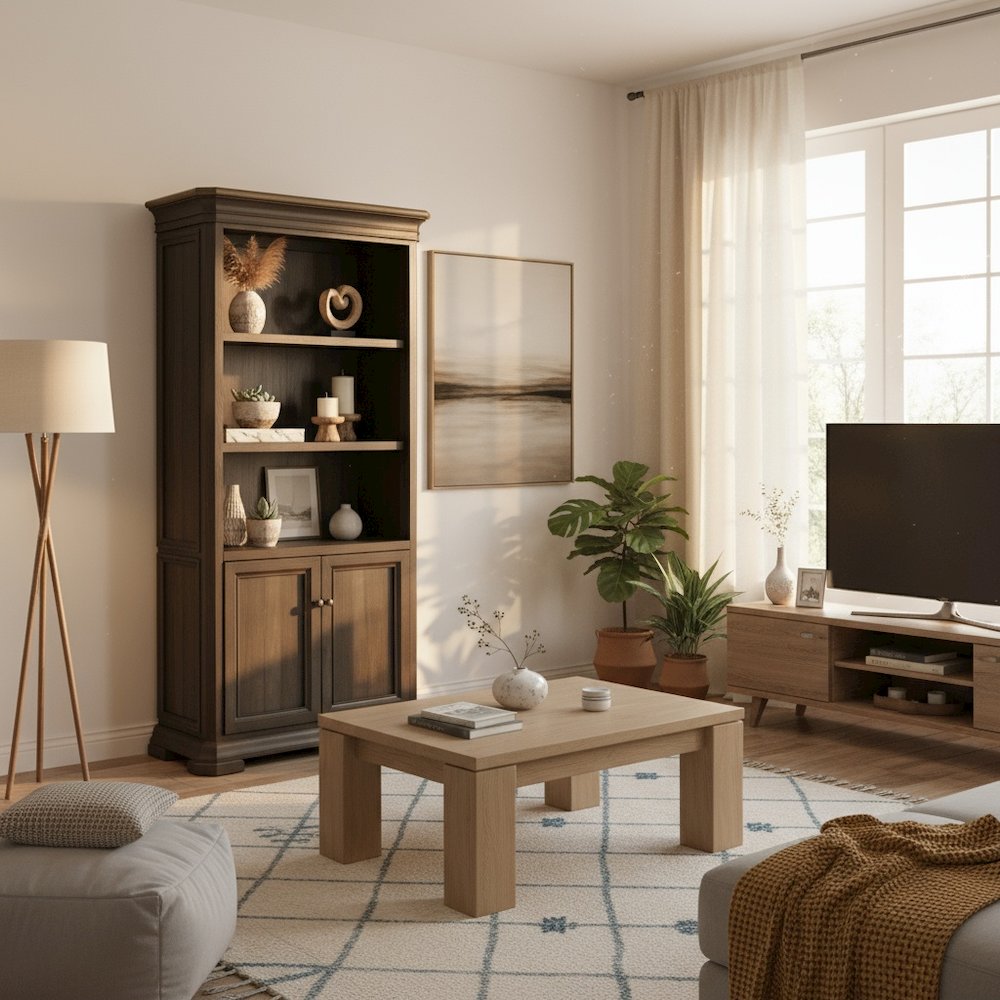 Executive Bookcase, Doors, Adjustable Shelves, Brown