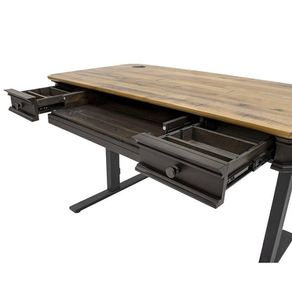 Sonoma Executive Electric Sit/Stand Desk With Solid Plank Top, Brown