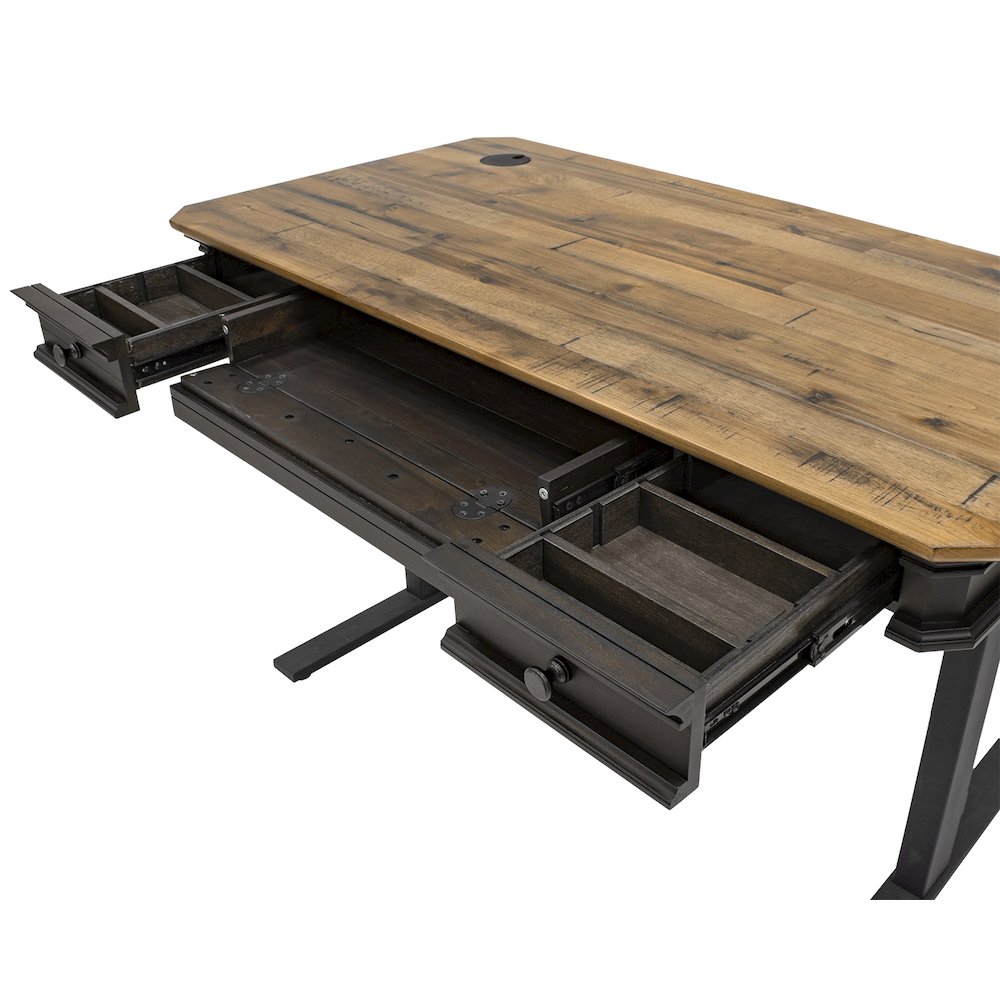 Sonoma Executive Electric Sit/Stand Desk With Solid Plank Top, Brown