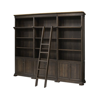 Sonoma Executive Bookcase Wall With Wood Ladder, Brown