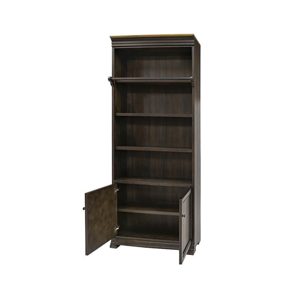 Sonoma Executive Bookcase Wall With Wood Ladder, Brown
