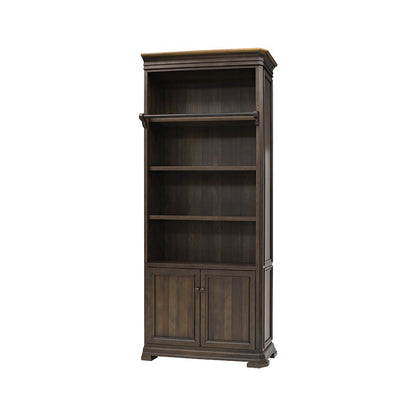 Sonoma Executive Bookcase Wall With Wood Ladder, Brown