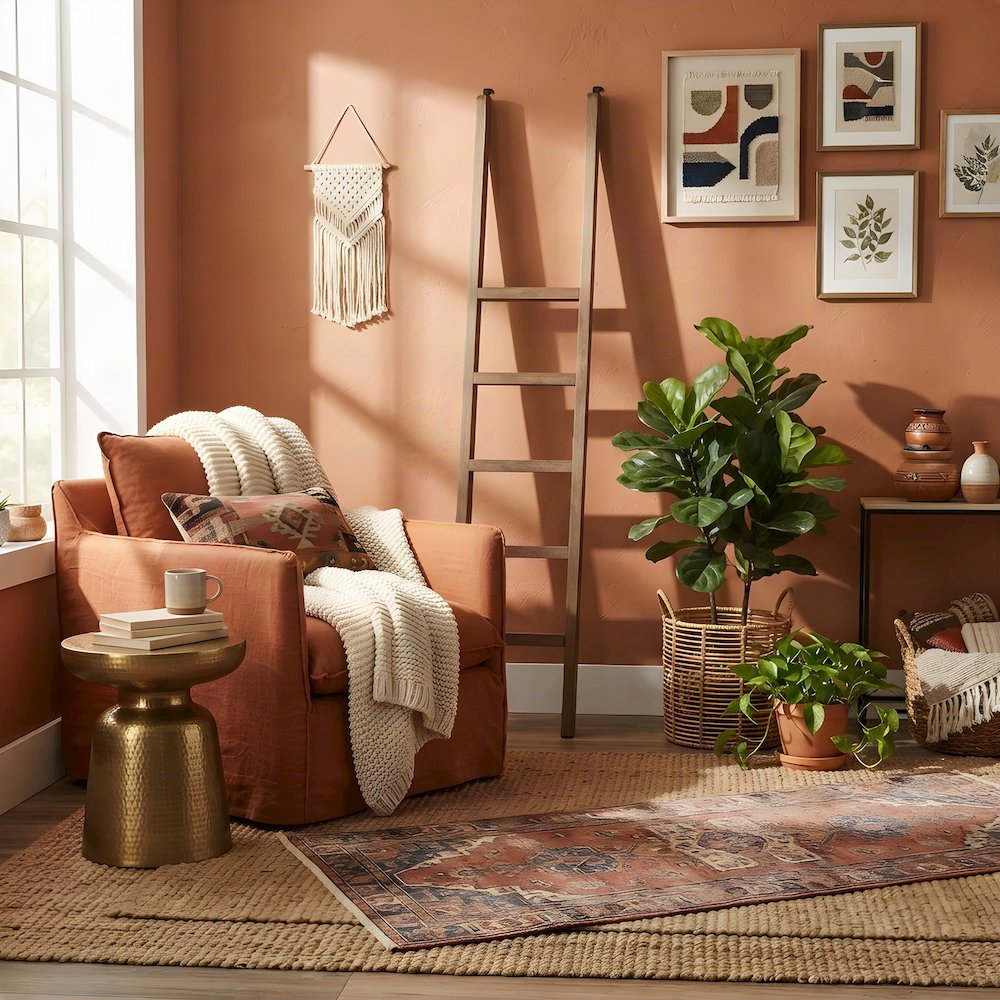 Traditional Wooden Decorative Ladder for Blankets and Towels, Brown
