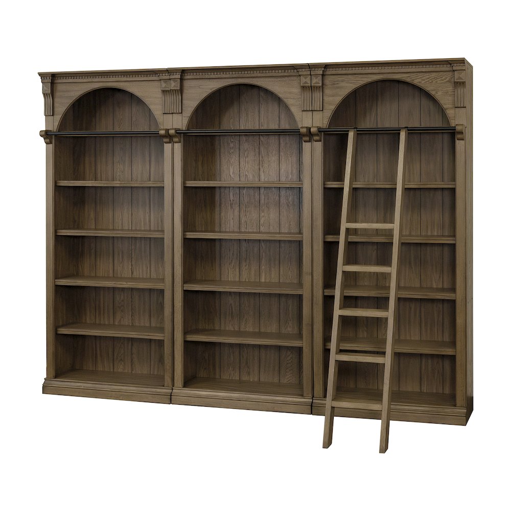 Stratton 8' Tall Bookcase Wall With Ladder, Storage