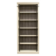 Fully Assembled Tall Wood Bookcase with Open Storage Shelves, Aged Chateau White