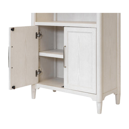 Wood Bookcase with Doors, Office Shelving, Storage Cabinet, Assembled, White