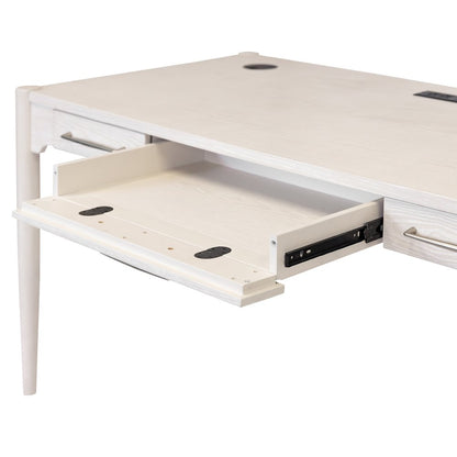 Modern Wood Office Writing Desk, Storage Table, White