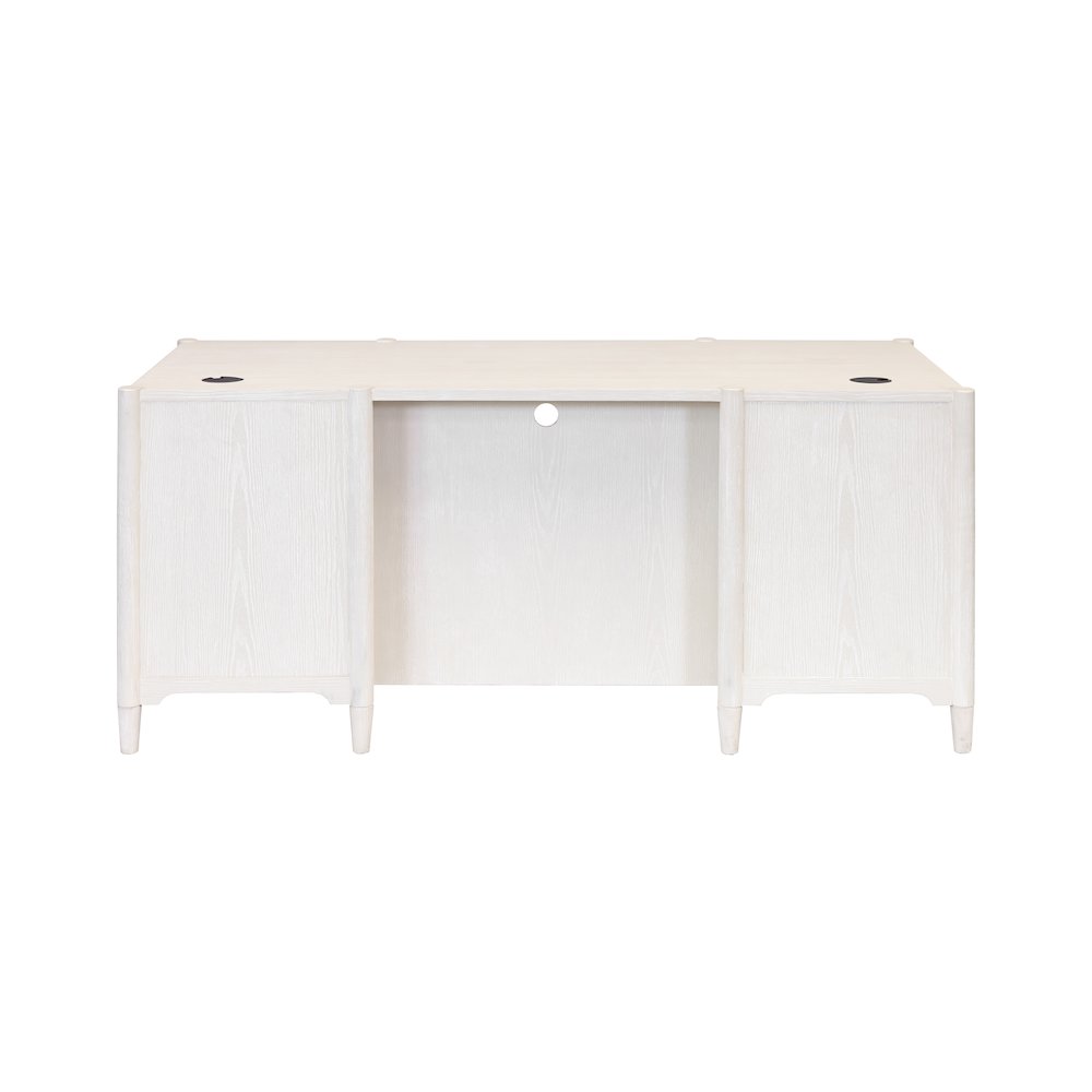 Wood Double Pedestal Executive Desk, Writing Table, Office Storage, White
