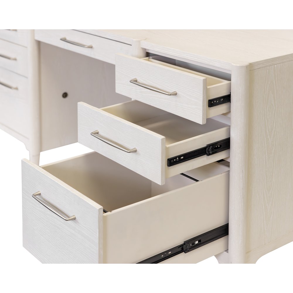 Wood Double Pedestal Executive Desk, Writing Table, Office Storage, White