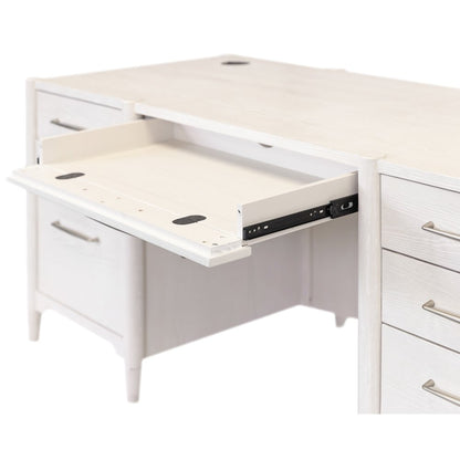 Wood Double Pedestal Executive Desk, Writing Table, Office Storage, White