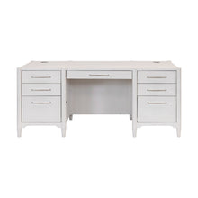 Wood Double Pedestal Executive Desk, Writing Table, Office Storage, White