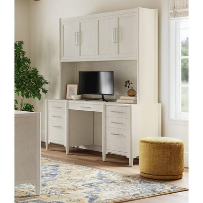 Wood Desk with Hutch,Office Storage,Writing Table with Cabinet, Assembled, White