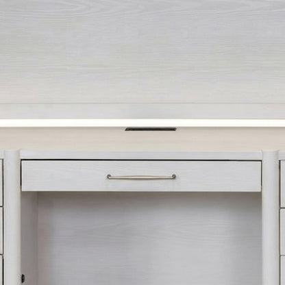 Wood Computer Writing Desk with Hutch, Cabinet and Open Shelves, White