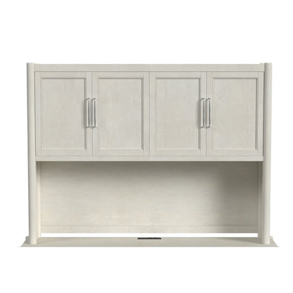 Modern Wood Hutch With Doors, Storage Cabinet, Fully Assembled, White