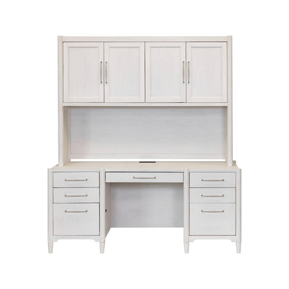 Wood Desk with Hutch,Office Storage,Writing Table with Cabinet, Assembled, White
