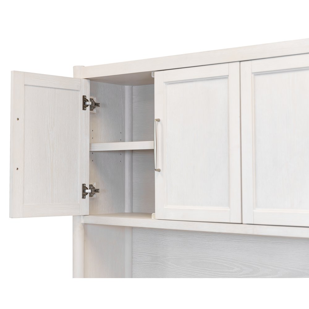 Wood Desk with Hutch,Office Storage,Writing Table with Cabinet, Assembled, White