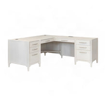 Wood Executive L-Shaped Corner Desk with Drawers and File Storage, White