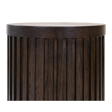 Modern round pedestal table, side table, cocktail stand, fully assembled, brown