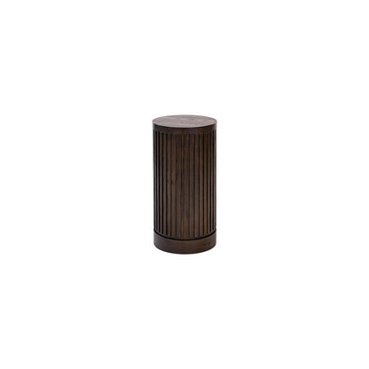 Modern round pedestal table, side table, cocktail stand, fully assembled, brown