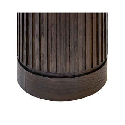Modern round pedestal table, side table, cocktail stand, fully assembled, brown