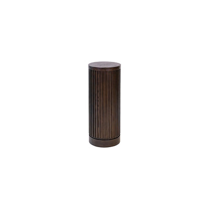 Modern round pedestal table, side table, cocktail stand, fully assembled, brown