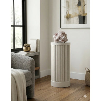 Modern round pedestal table, side table, cocktail stand, fully assembled, white