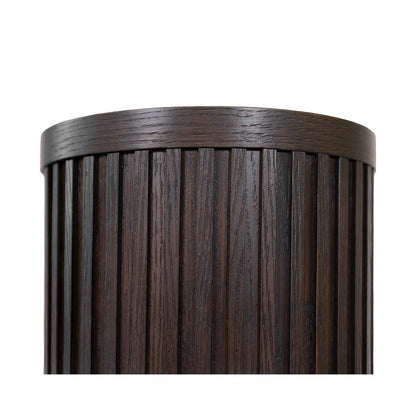 Modern round pedestal table, side table, cocktail stand, fully assembled, brown