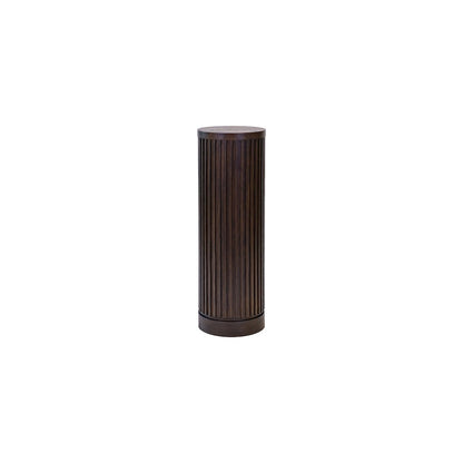 Modern round pedestal table, side table, cocktail stand, fully assembled, brown