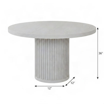 Wood Round Pedestal Side and End Table, Fully Assembled Tall Accent, White