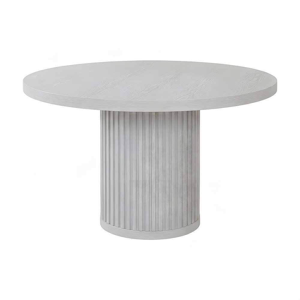 Wood Round Pedestal Side and End Table, Fully Assembled Tall Accent, White