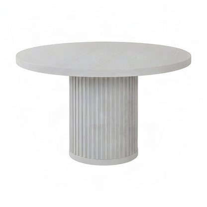 Wood Round Pedestal Side and End Table, Fully Assembled Tall Accent, White